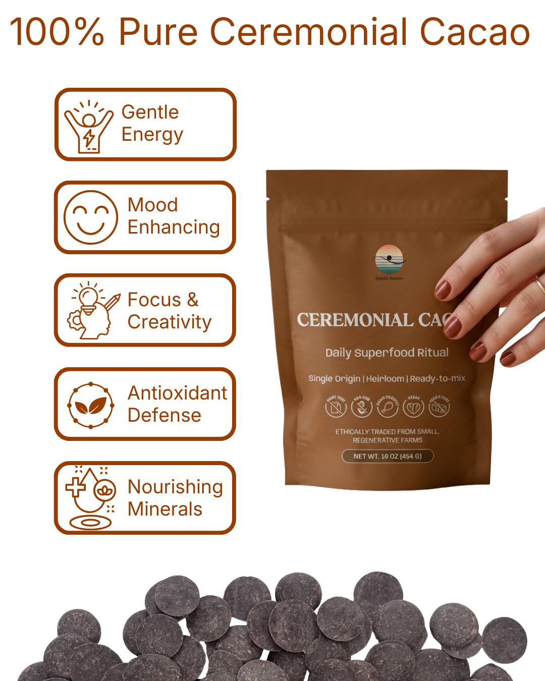 100% Pure Organic Ceremonial Cacao - 1 lb