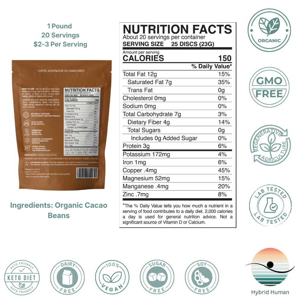 100% Pure Organic Ceremonial Cacao - 1 lb